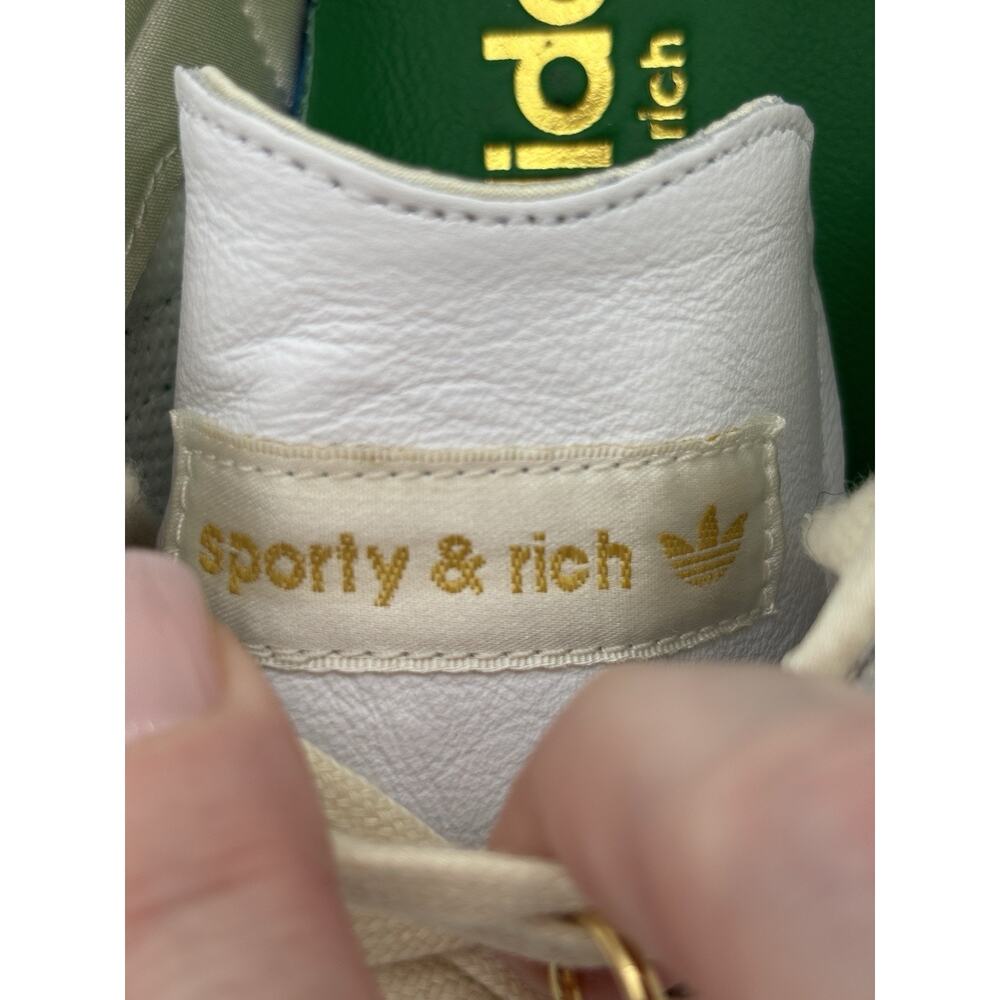 Adidas x Sporty & Rich Collab Sambas Sneakers White Green Leather Womens Size 8 - Picture 12 of 16
